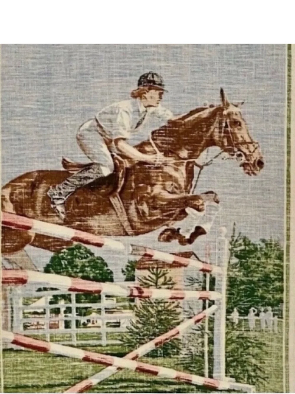 VINTAGE Show Jumper by Ulster Pure Linen Equestrian Horse Tapestry Towel Ireland